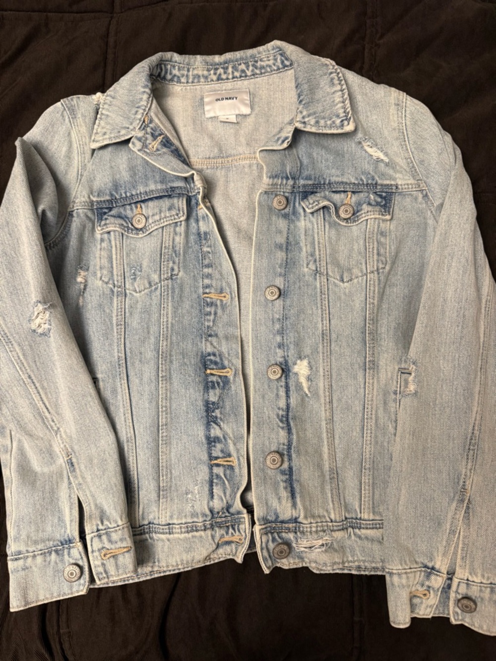 Old Navy Light Blue Distressed Denim Jacket - Women's Jean Jacket
